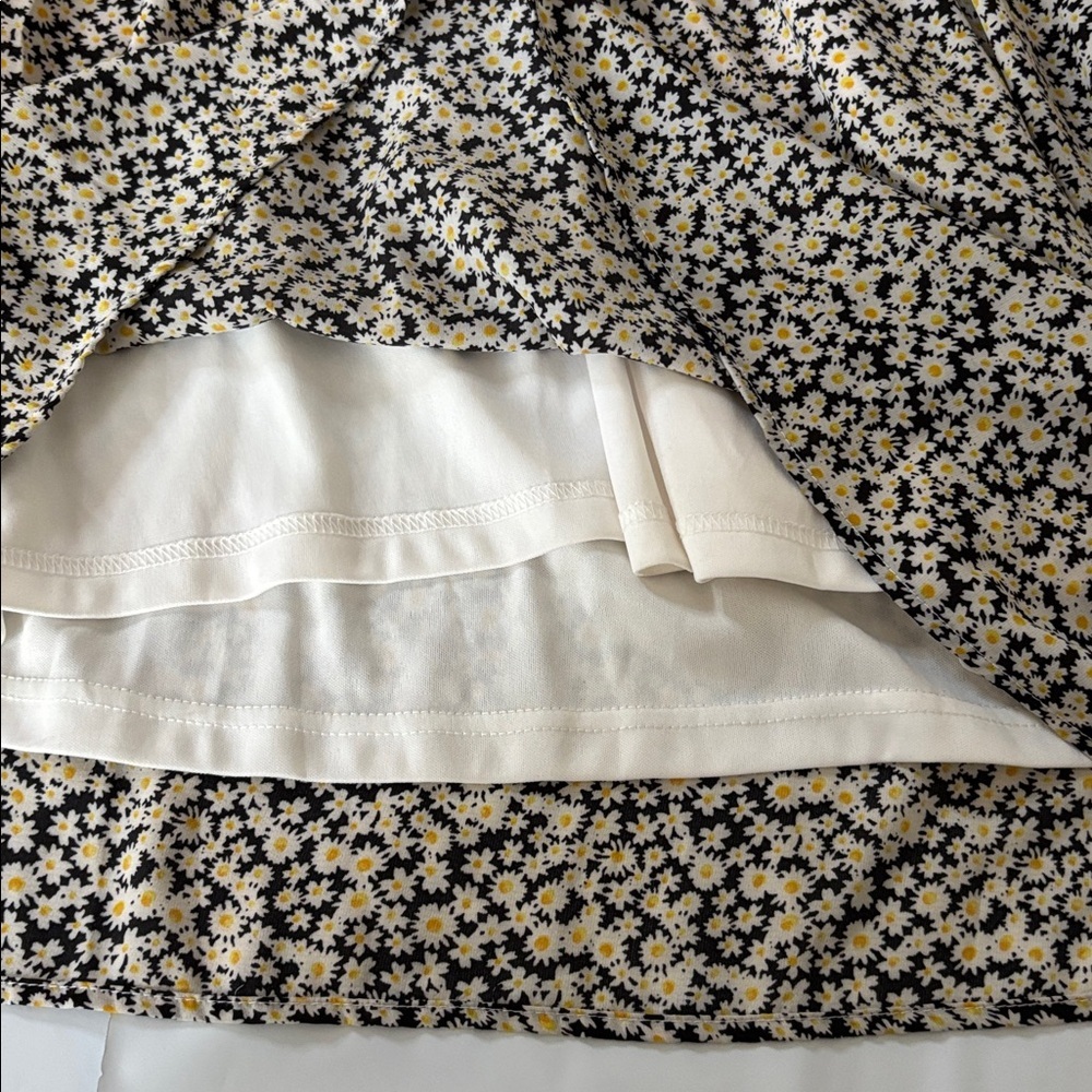 Staccato Floral Pocket Mini Dress Cottagecore Blue Cream M - Picture 6 of 10